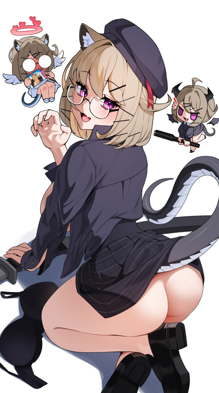 Utage - NSFW, Anime art, Anime, Arknights, Utage (Arknights), Ett, Megane, Animal ears, Glasses