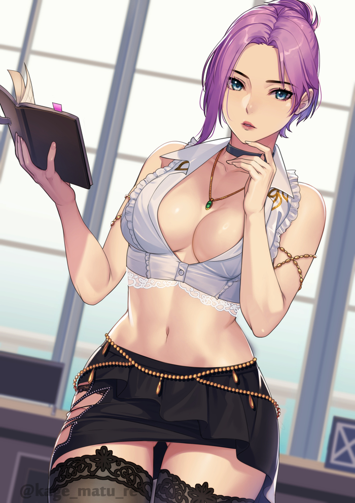 Eliza (DOA) - NSFW, Erotic, Boobs, Anime art, Girls, Anime, Choker, Art, Stockings, Dead Or Alive (game series), Hand-drawn erotica