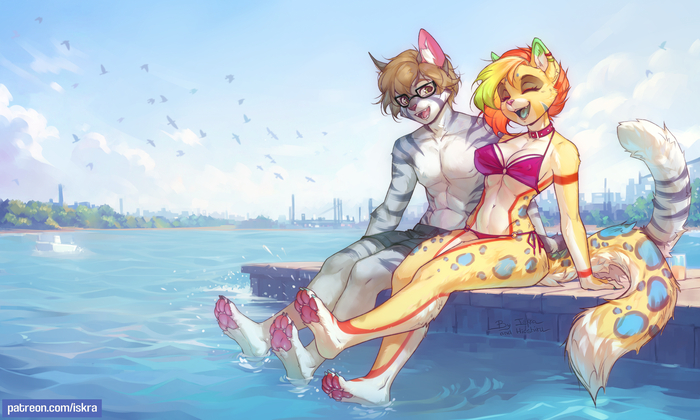 Edgar & Enreeu - NSFW, Furry, Anthro, Art, Furry edge, Furry feline, Furry cat, Hioshiru, Collab, Iskra