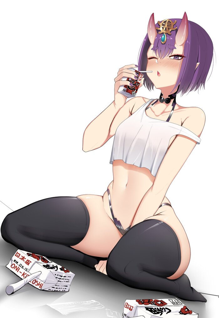 Shuten - NSFW, Арт, Аниме, Anime Art, Рисованная эротика, Fate, Fate Grand Order, Shuten Douji, Девушка с рогами, Эротика