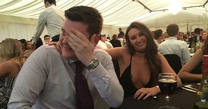 The man is embarrassed that the girl sitting next to him laughs out loud...) - NSFW, Girls, Erotic, Boobs