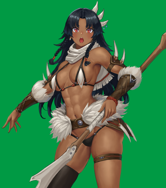 Time to hunt! - NSFW, Kamenrideroz, Art, Anime, Anime art, Original character, Muscleart, Strong girl, Hand-drawn erotica