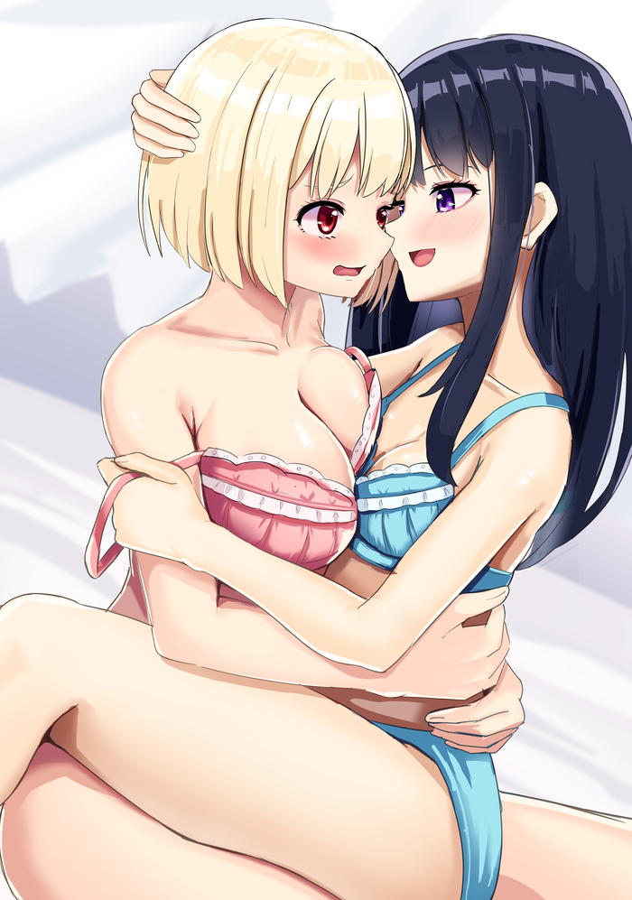 Lycoris - NSFW, Anime art, Anime, Yuri, Lycoris Recoil, Inoue Takina, Underwear, Nishikigi Chisato, Lesbian