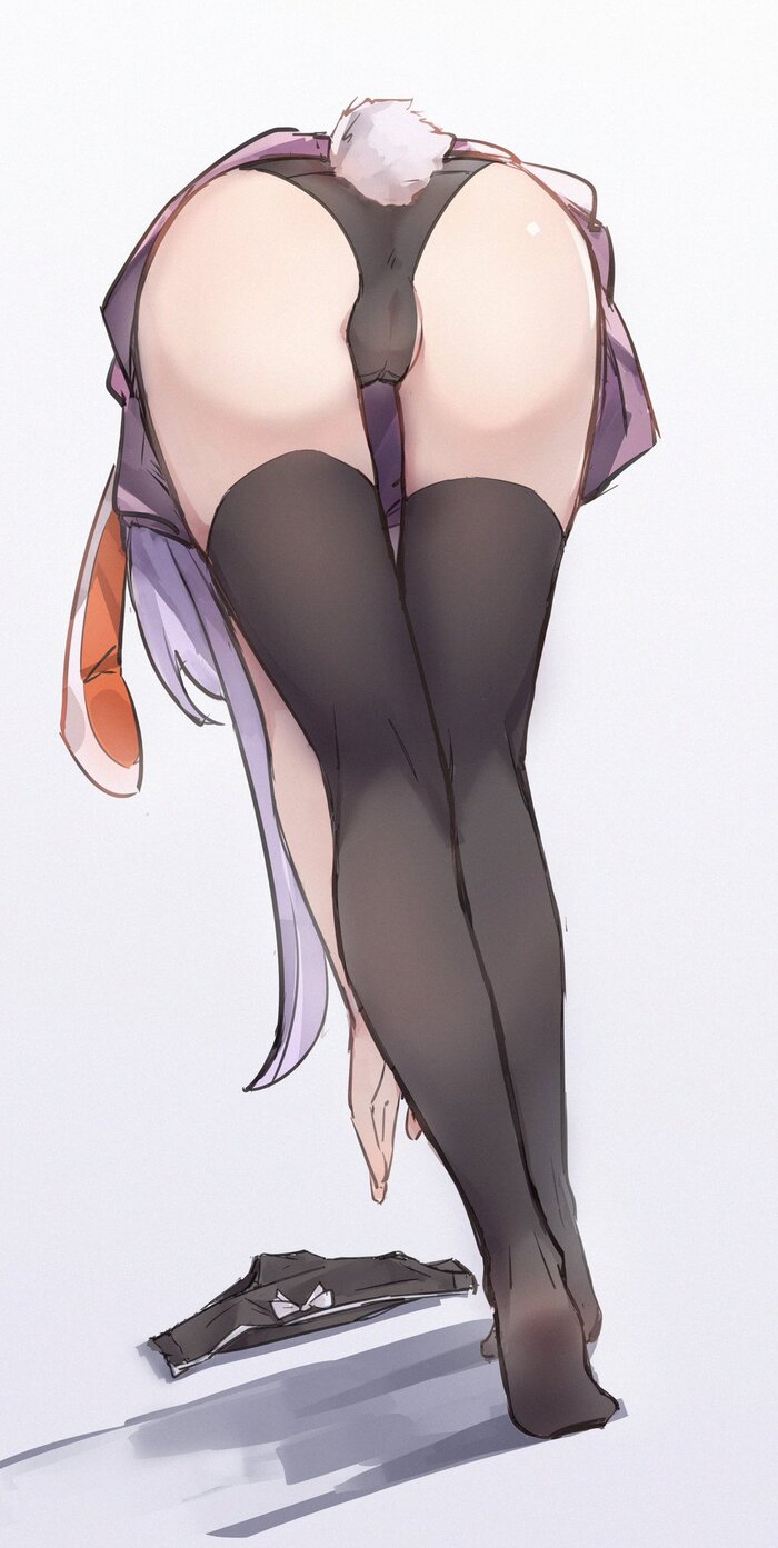 And what kind of rag is lying here?... - NSFW, Anime, Anime art, Touhou, Stockings, Pantsu, Bunny ears, Bunny tail, Twitter (link), Reisen udongein inaba