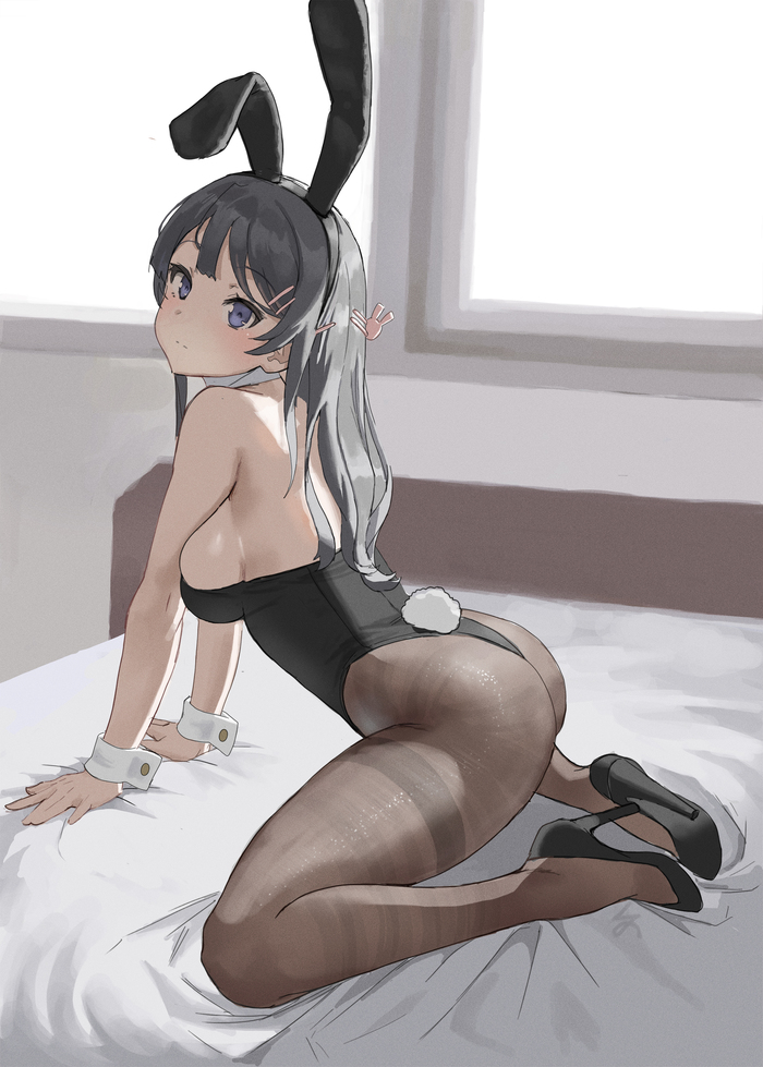 Bunny - NSFW, Anime, Anime art, Boobs, Mai Sakurajima, Rascal Does Not Dream of Bunny Girl Senpai, Bunnysuit, Bunny ears, Bunny tail, Longpost