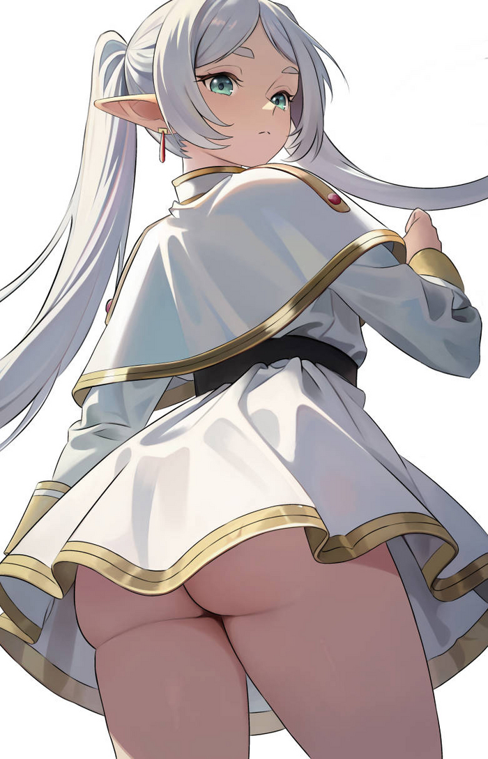 Pants are for mortals! - NSFW, Art, Anime, Anime art, Hand-drawn erotica, Erotic, Sousou no Frieren, Frieren, Elves, Booty