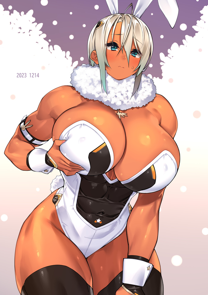 Strong and juicy bunny - NSFW, Real XXIII, Art, Anime, Anime art, Hand-drawn erotica, Erotic, Original character, Muscleart, Bunnysuit, Strong girl