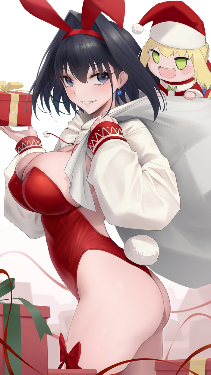 Padoru padoru! - NSFW, Аниме, Anime Art, Hololive, Virtual YouTuber, Fate, Fate Grand Order, Ouro Kronii, Nero Claudius, Padoru, Bunnysuit, Bunny Ears, Bunny tail, Кроссовер