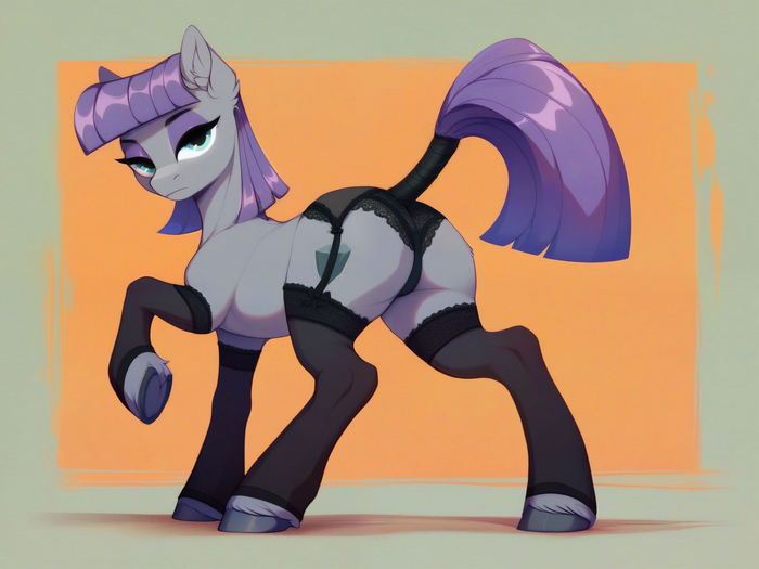 Stone Neuro Horse in Underpants - NSFW, My little pony, PonyArt, MLP Edge, MLP Socks, Maud pie, Neural network art