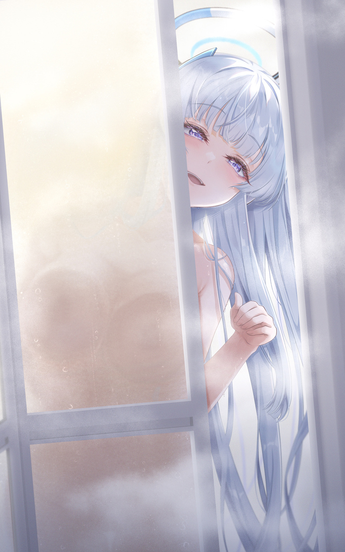 Come in - don't be afraid, come out - don't cry! - NSFW, Anime, Anime art, Boobs, Blue archive, Ushio Noa