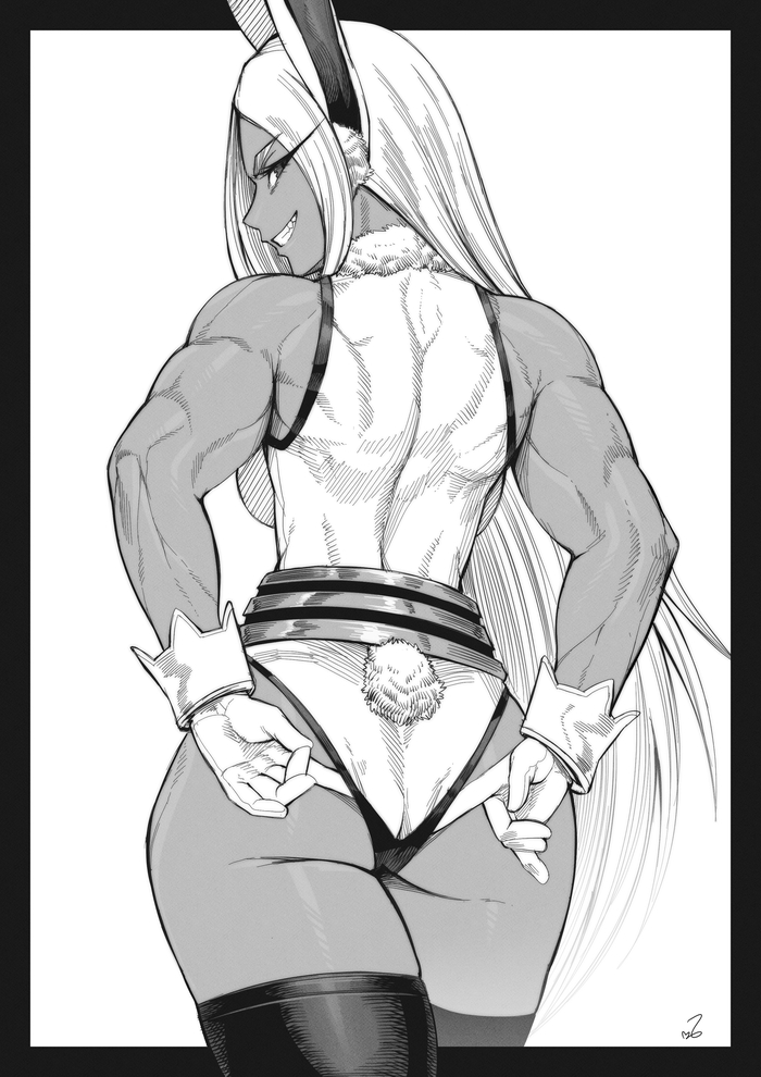 The Mighty Bunny - NSFW, Speedl00ver, Art, Anime, Anime art, Hand-drawn erotica, Boku no hero academia, Miruko, Animal ears, Tail, Muscleart, Strong girl