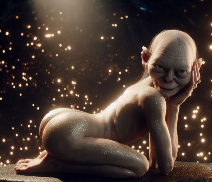 How's it going, you nasty hobits? ) - NSFW, Humor, Neural network art, Gollum, Lord of the Rings, Booty