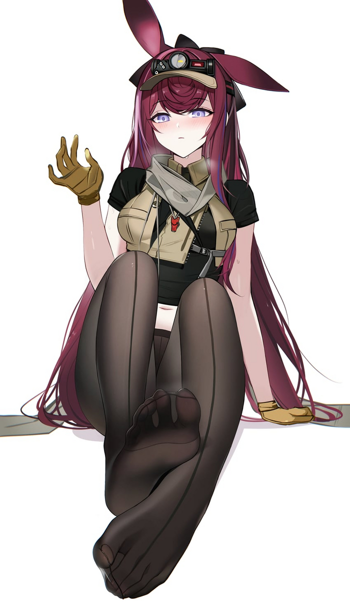 Zdarova, people of high culture - NSFW, Anime, Anime art, Arknights, Ray, Tights, Foot fetish, Bunny ears, Ray (Arknights)