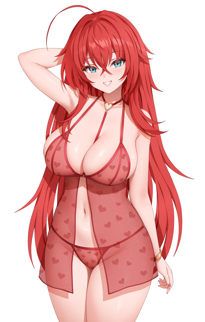 Rias Gremory - NSFW, Art, Anime, Anime art, High School DXD, Rias Gremory, Secon, Underwear, Pantsu, Boobs, Erotic, Hand-drawn erotica, Longpost