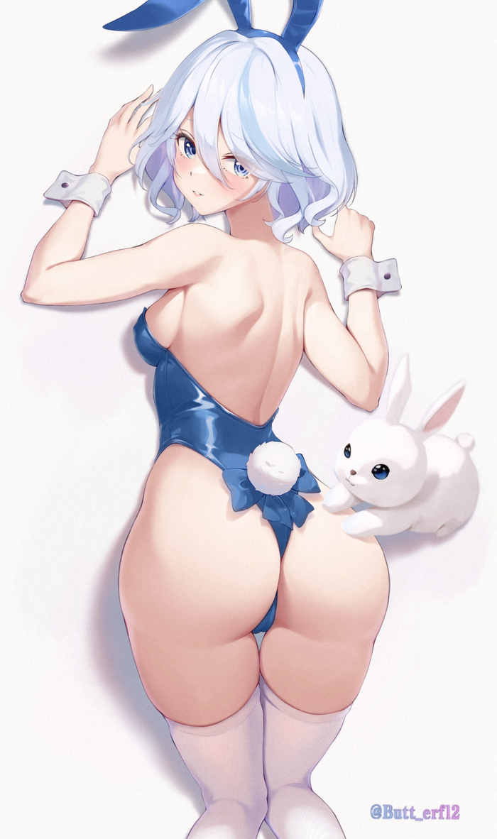 Rabbit - NSFW, Genshin impact, Furina (Genshin Impact), Art, Girls, Games, Anime art, Anime, Bunnysuit, Hand-drawn erotica, Booty, Rabbit