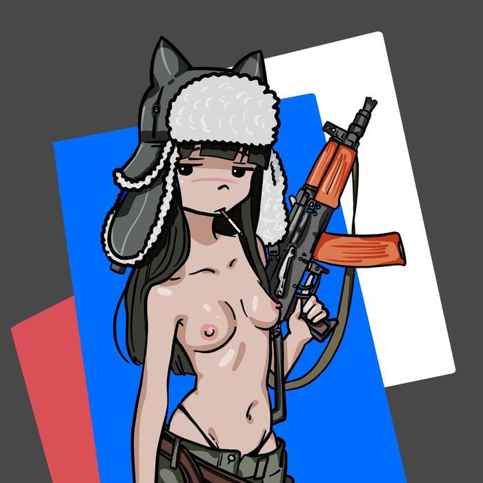 Shouldn't freeze - NSFW, My, Erotic, Art, Girls, Kalashnikov assault rifle, Digital drawing, Illustrations, Boobs