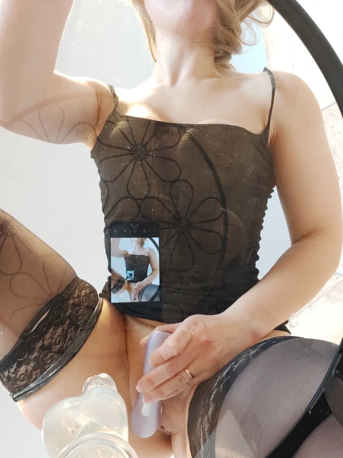 Especially for @BadWonderWoman - NSFW, My, Erotic, Longpost, Boobs, Booty, Stockings, Dildo, Piercing, No face, Hips, Bottom view, Labia, Sexuality, Homemade, Sex Toys, The dress