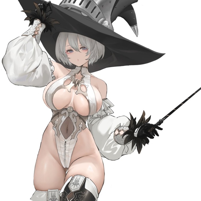 Witch 2B - NSFW, Эротика, Арт, Аниме, Anime Art, NIER Automata, Yorha unit No 2 type B, Игры, Dishwasher1910, Сиськи, Ведьмы, Рисованная эротика