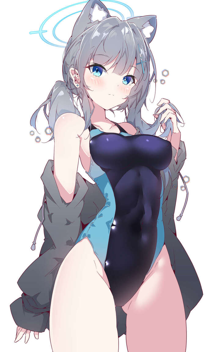 Sunaookami Shiroko - NSFW, Girls, Anime art, Anime, Art, Hand-drawn erotica, Swimsuit, Blue archive, Sunaookami shiroko