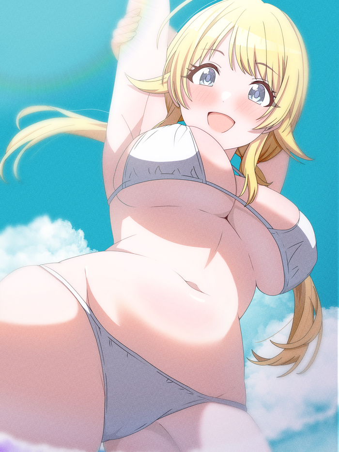 Meguru Hachimiya - NSFW, Anime, Anime art, Boobs, Hachimiya meguru, The idolmaster, Stomach, Navel, Swimsuit