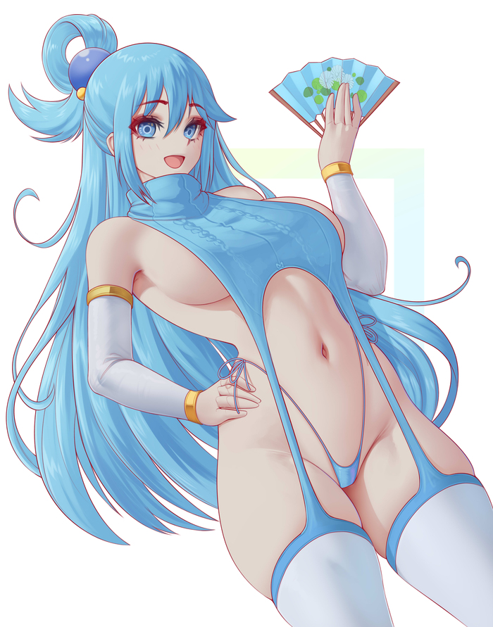 Aqua - NSFW, Anime Art, Аниме, Konosuba, Aqua, Melowh, Virgin killer sweater