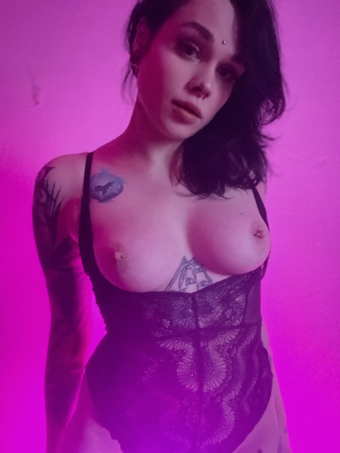 pink dreams - NSFW, My, Girls, Brunette, Tattoo, Boobs, Girl with tattoo, Erotic, Homemade, The photo, Bodysuit, Piercing