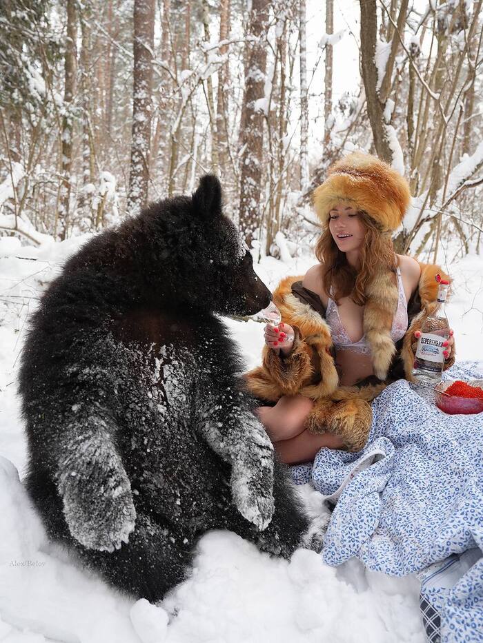 Continuation of the post In the Woods - NSFW, Girls, Erotic, Professional shooting, Inga Sunagatullina, Boobs, Underwear, Booty, Winter, The Bears, Reply to post, Longpost