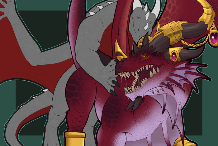 Grabbing the Dragon Queen from Behind - NSFW, Art, The Dragon, Furotica, Furotica female, Furotica male, Yiff, Digital drawing, Alexstrasza, World of warcraft, Rule 34