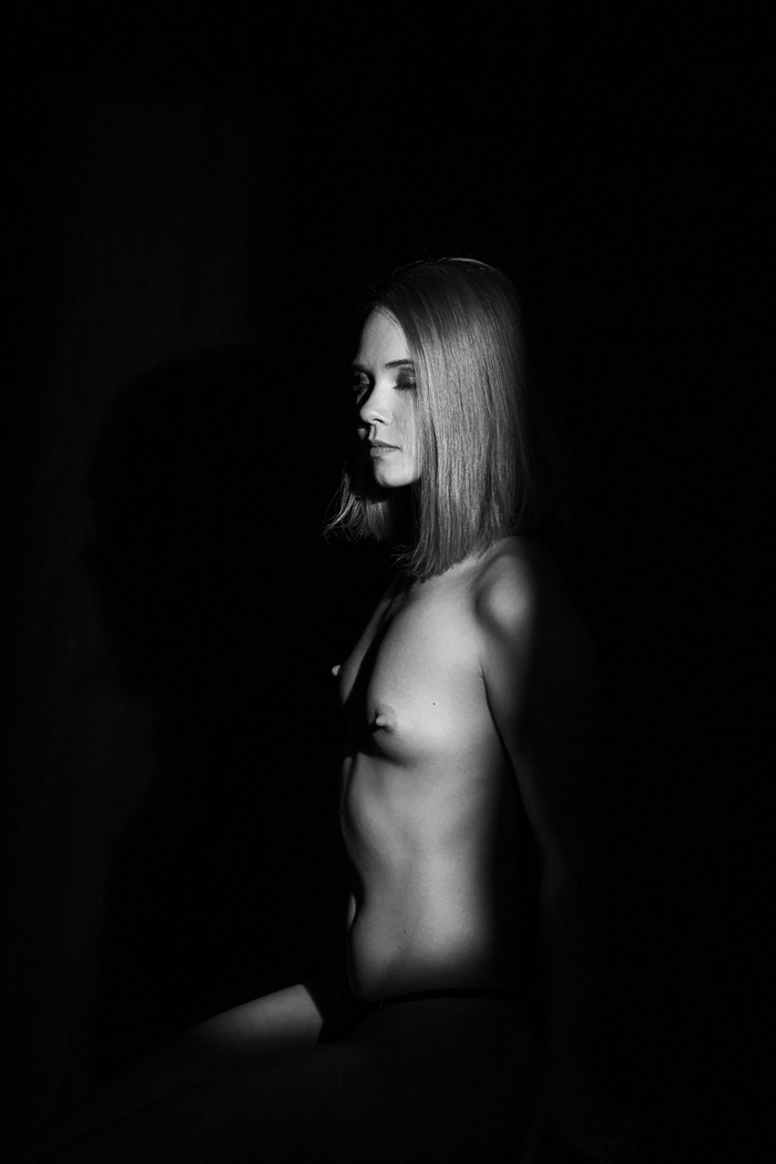 In a strip of light - NSFW, My, Erotic, PHOTOSESSION, Girls, Professional shooting, Body, Naked, Figure, Boobs, Black and white photo, Telegram (link)