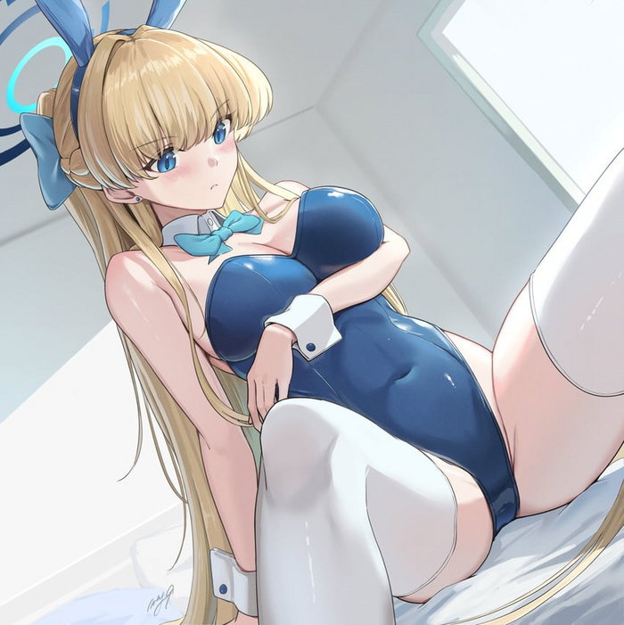 Bunny Toki - NSFW, Anime, Anime art, Blue archive, Asuma Toki, Bunnysuit, Bunny ears, Stockings