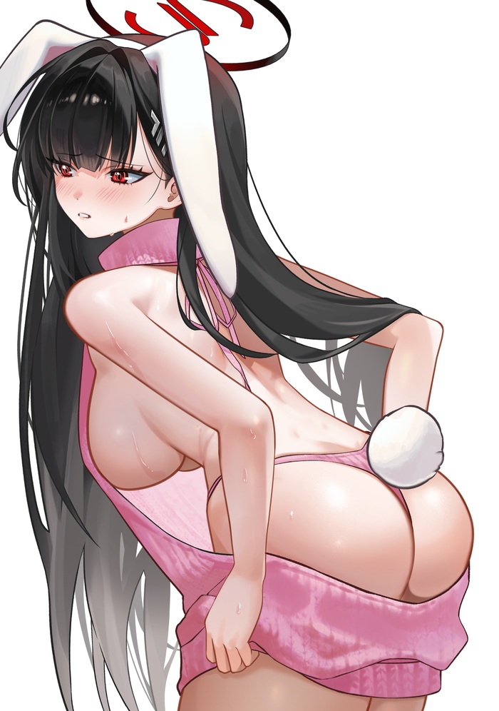 Bunny Rio - NSFW, Art, Anime art, Anime, Blue archive, Tsukatsuki Rio, Bunny ears, Bunny tail, Booty, Pantsu, Hand-drawn erotica, Erotic, Underwear