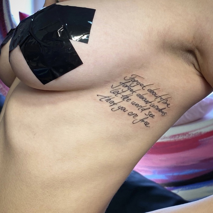 Author's freehand lettering in the style of Lettering - NSFW, My, Milota, Tattoo, Girl with tattoo, Tattoo artist, Lettering, Inscription, Body, Figure