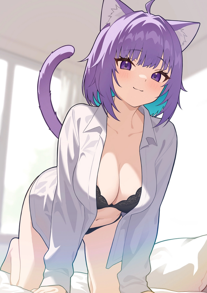 Okayu - NSFW, Anime, Anime art, Hololive, Nekomata Okayu, Virtual youtuber