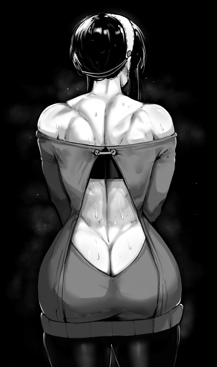 Yor Forger - NSFW, Anime, Anime art, Art, Girls, Yor Forger, Spy X Family, Hand-drawn erotica, Booty, Back view, Strong girl, Muscleart, Zovokia (Masoq), Twitter (link)