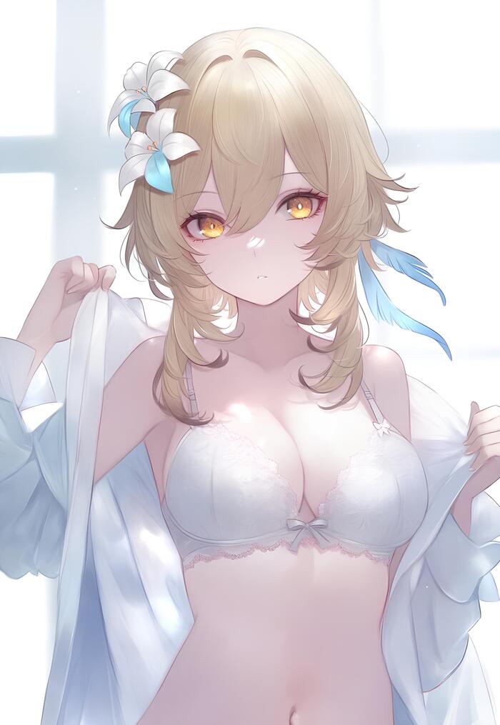 Lumine - NSFW, Art, Anime, Genshin impact, Anime art, Lumine (Genshin Impact), Underwear, Girls, Neural network art