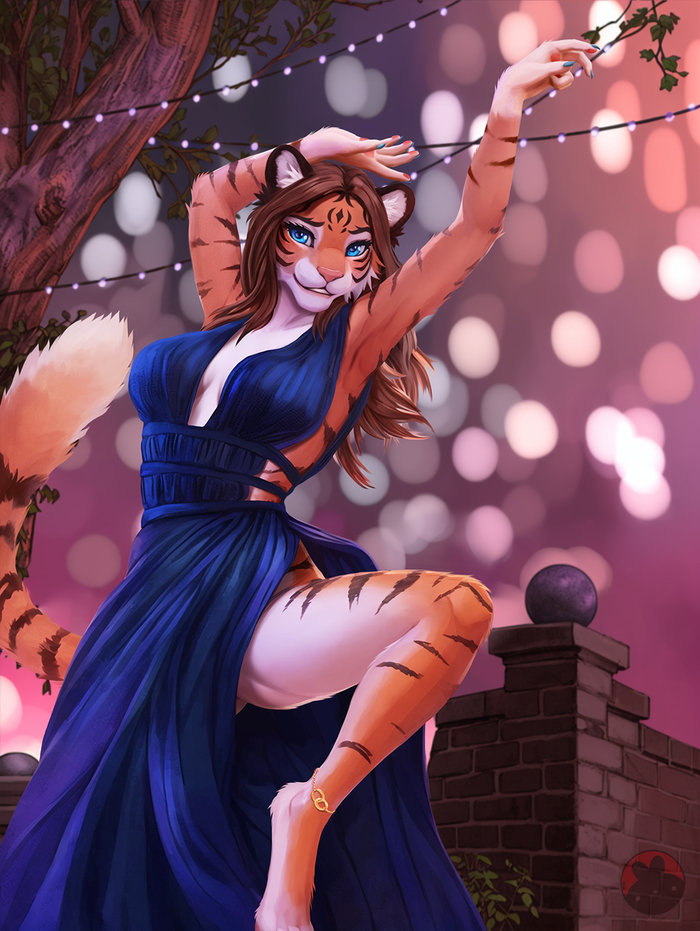 Festival dancing - NSFW, Фурри, Антро, Арт, Furotica, Furry Tiger, Длиннопост, Needleart