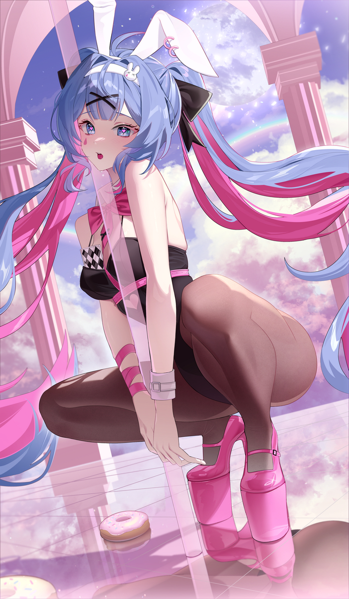Hatsune miku #024 - NSFW, Anime art, Anime, Hatsune Miku, Vocaloid, Long hair, Rabbit Hole, Bunnysuit, Bunny ears