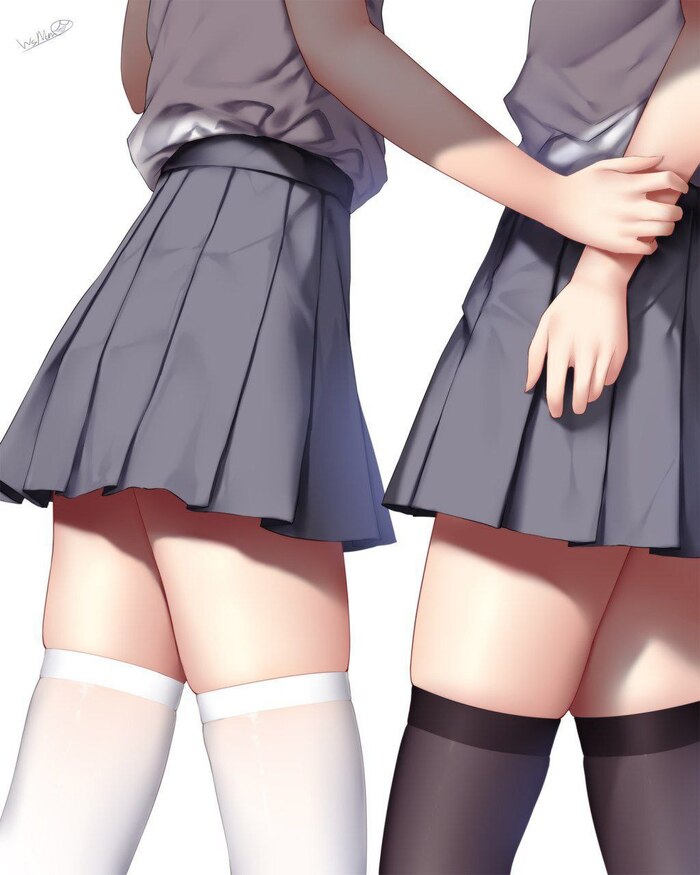 Leg Party :3 - NSFW, Underwear, Anime, Girls, Anime art, Art, Skirt, Stockings, Legs, Underpants, No face, Tights, School uniform, Longpost