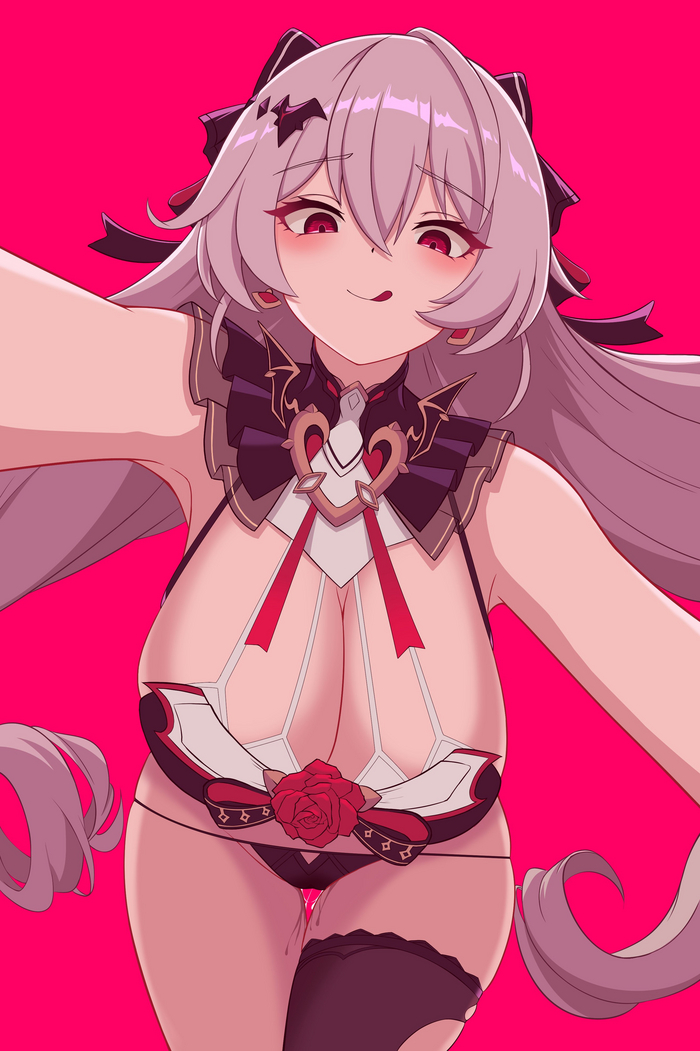 Wants Blood - NSFW, Anime, Anime art, Boobs, Honkai Impact, Theresa Apocalypse, Pantsu, Stockings, Twitter (link)