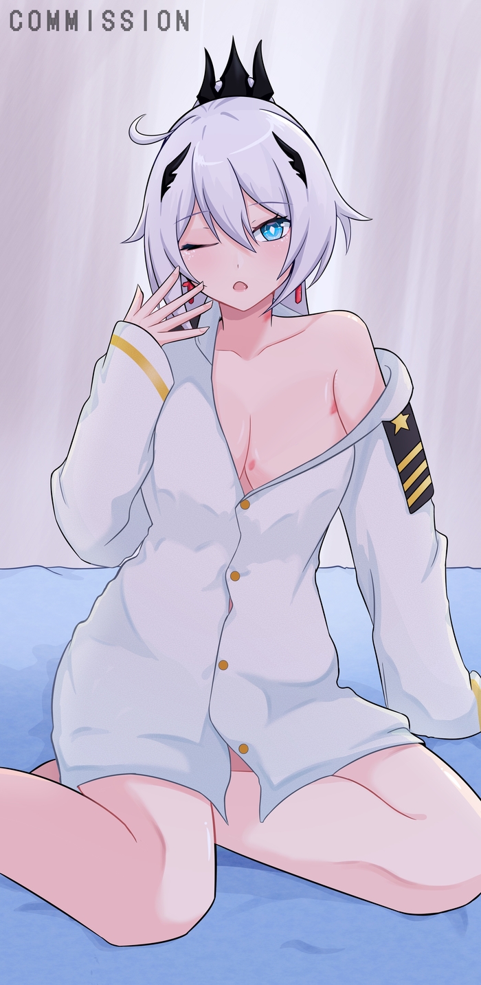 The captain's jacket suits her - NSFW, Kiana kaslana, Honkai Impact, Anime, Anime art, Pixiv, Boobs, Hips