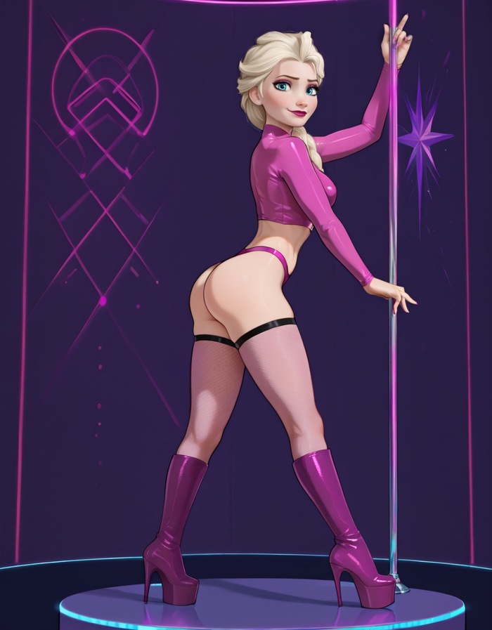 Elsa stripper - NSFW, Hand-drawn erotica, Neural network art, Elsa, Cold heart, Striptease, Rule 34, Stripper, Disney princesses