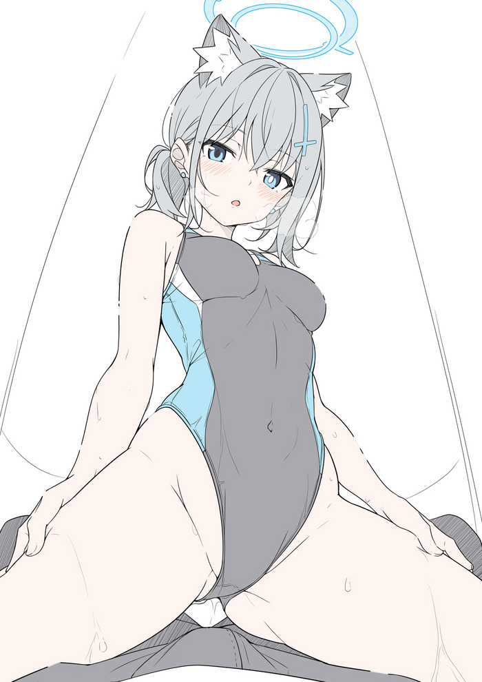 Sunaookami Shiroko - NSFW, Blue archive, Sunaookami shiroko, Art, Girls, Games, Anime art, Anime, Hand-drawn erotica, Swimsuit, T1kosewad, Twitter (link)