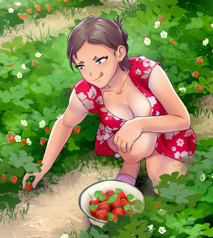 Strawberry Art ) - NSFW, Erotic, Boobs, Anime art, Girls, Anime, Hand-drawn erotica, Iskanderednaksi, Art