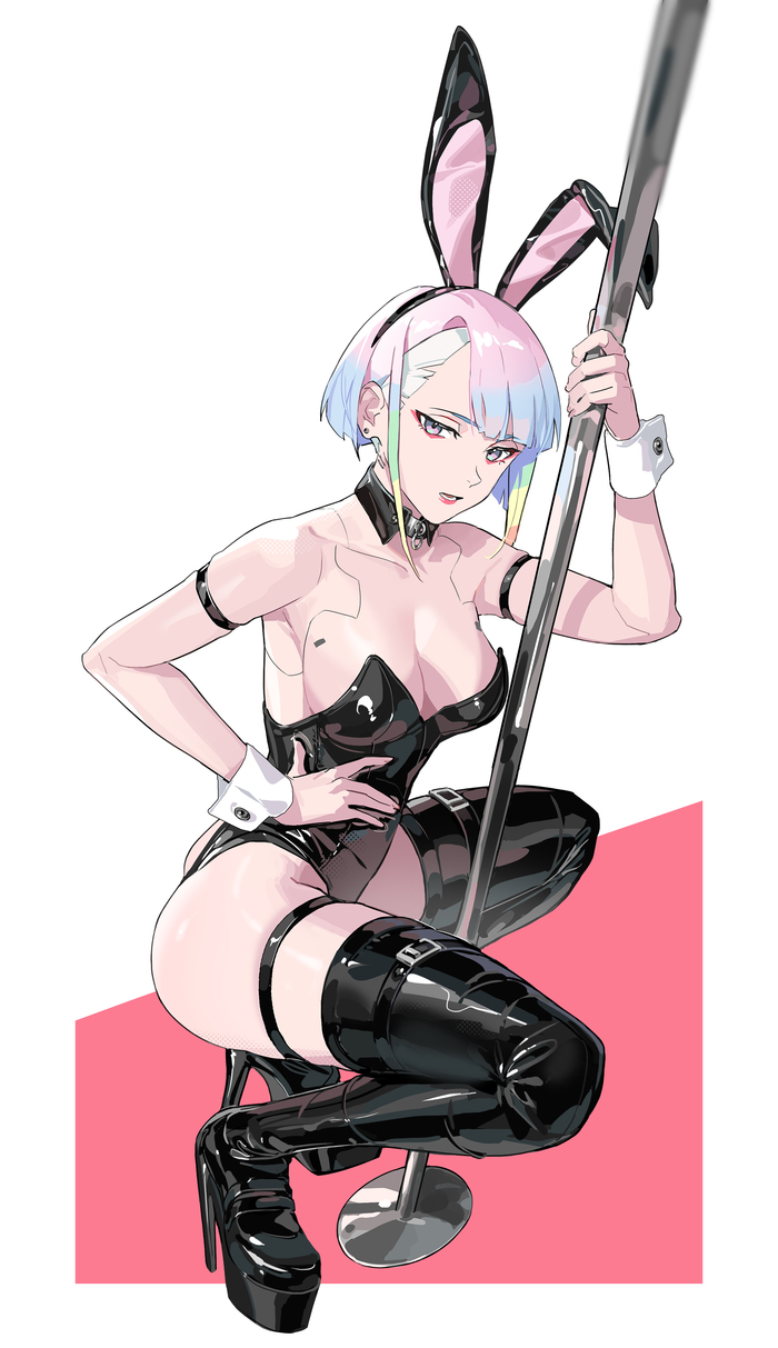 Bunny Lucy - NSFW, Girls, Games, Game art, Cyberpunk: Edgerunners, Lucy (Edgerunners), Bunnysuit