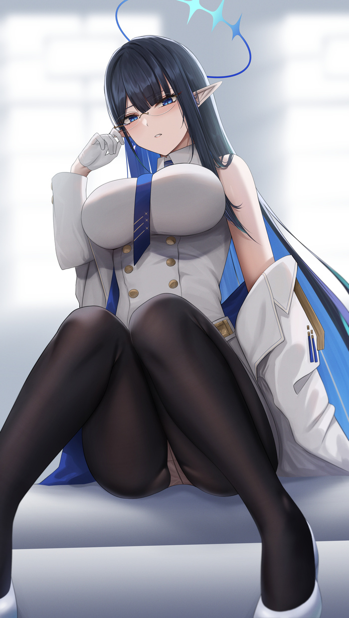 Rinney - NSFW, Anime, Anime art, Girls, Games, Blue archive, Nanagami Rin, Elves, Pantsu, Underpants, Tights