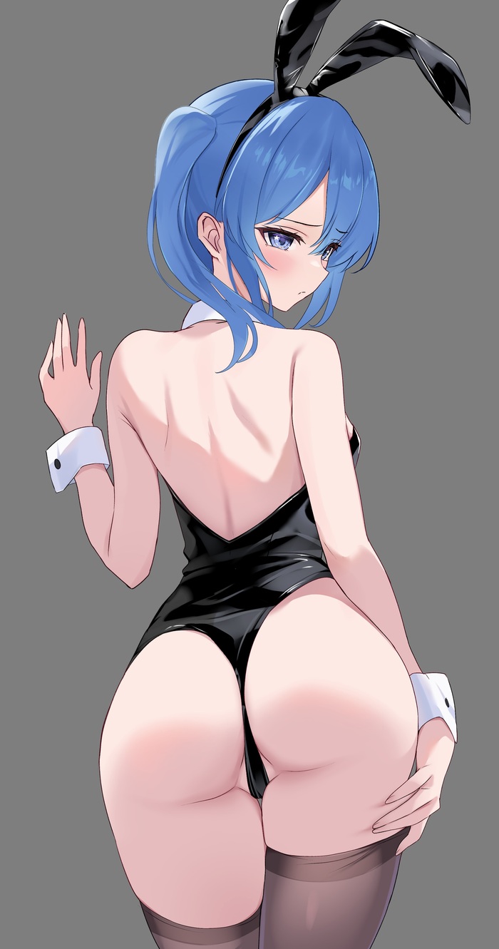 Bunny Suisei - NSFW, Art, Anime art, Anime, Hololive, Hoshimachi suisei, Bunnysuit, Booty, Stockings, Erotic, Hand-drawn erotica