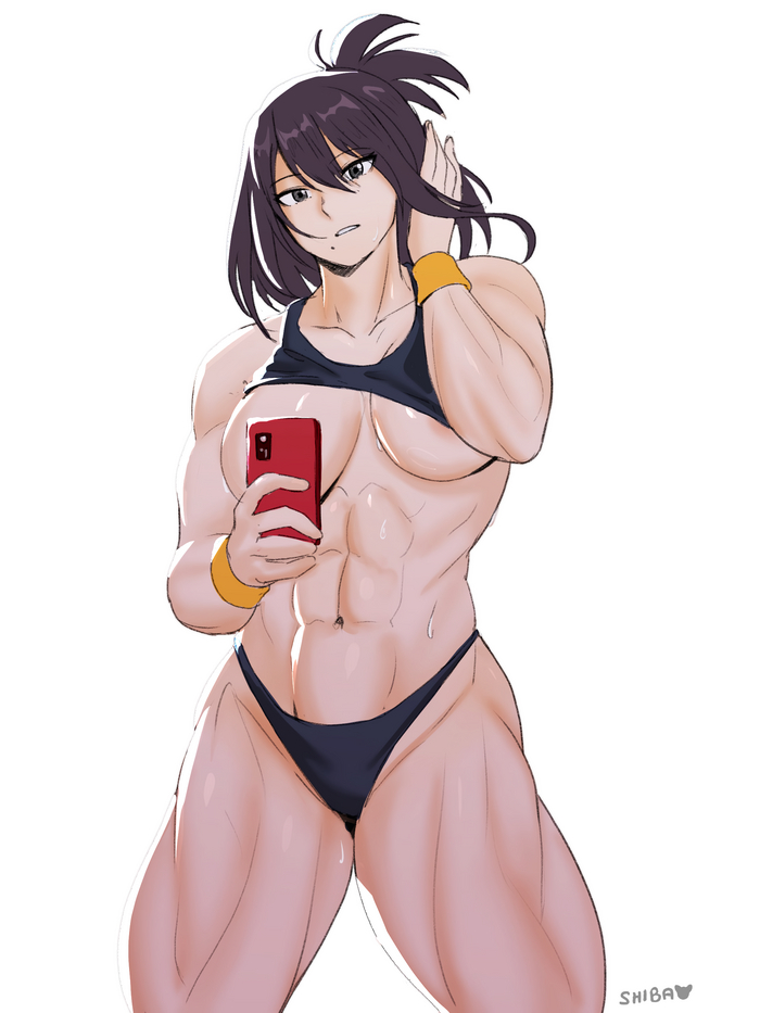 Nana Shimura post workout selfie - NSFW, Muscleart, Strong girl, Nana shimura, Boku no hero academia, Sports girls, Anime, Anime art, Selfie, Hand-drawn erotica, Shibbunny