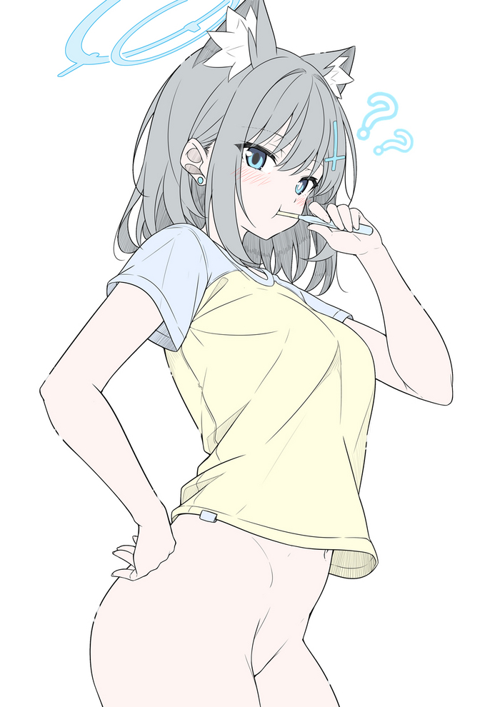 Sunaookami Shiroko - NSFW, Blue archive, Sunaookami shiroko, Art, Girls, Games, Anime art, Anime, Animal ears, T1kosewad, Hand-drawn erotica, Twitter (link)