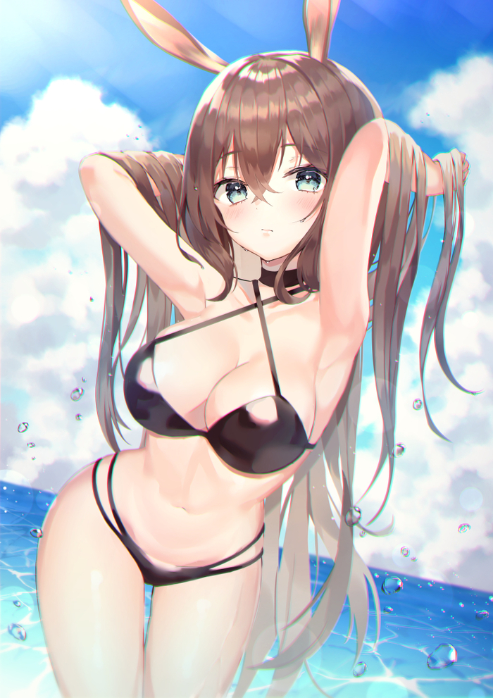 Cutie Amiya - NSFW, Anime art, Amiya, Art, Anime, Arknights, Swimsuit, Animal ears, Bunny ears