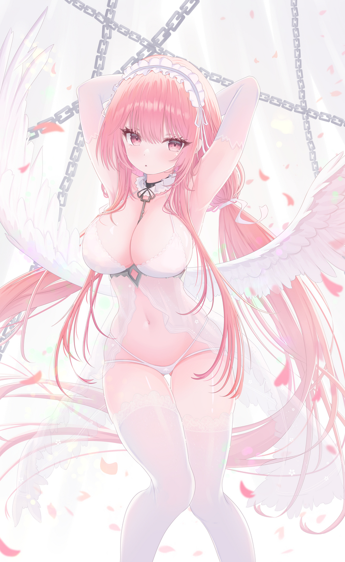 Perseus - NSFW, Anime art, Anime, Azur lane, Perseus, Stockings, Wings, Boobs, Swimsuit